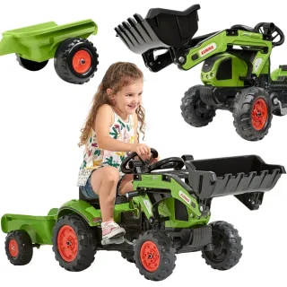 Pedāļu traktors ar iekrāvēju un piekabi Claas Arion 410, 2–5 gadi