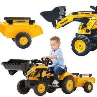 Komatsu 2076M pedāļu traktors-ekskavators ar piekabi un kausu, 2–5 gadi