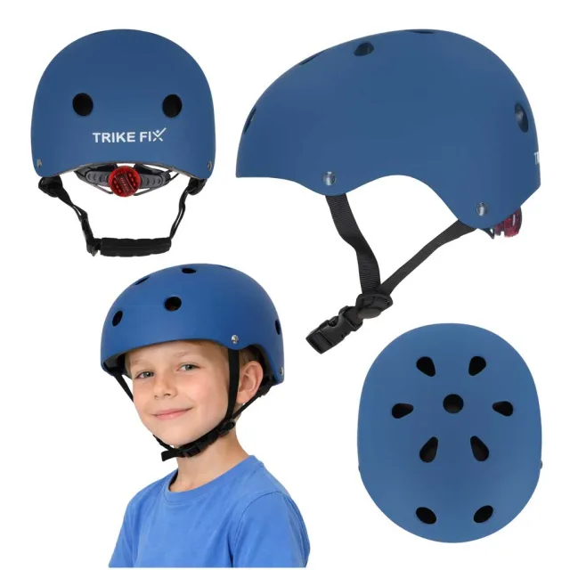 Trike Fix bērnu velosipēdu ķivere regulējama LED S 48-54cm tumši zila