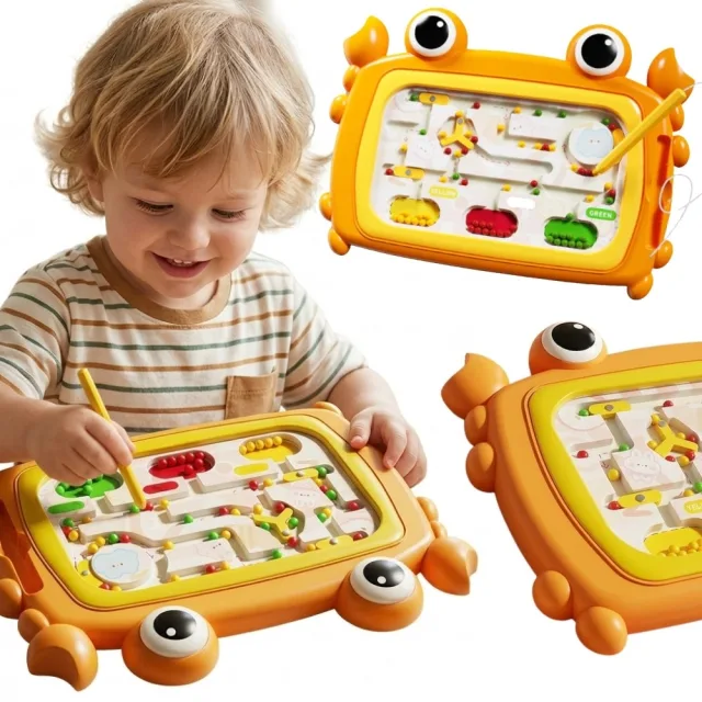 Montessori magnētiskā tāfele — krabja labirints, oranža