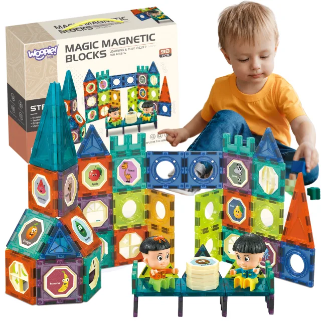 Magnētisko kluču komplekts Magic Magnetic STEM — pils, 98 detaļas