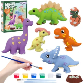 DIY komplekts: ģipša dinozauru figūriņu liešana un krāsošana