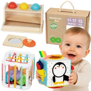 Montessori izglītojošā kaste 5 vienā, 11–12 mēnešiem