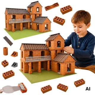 DIY villa būvēšanas komplekts no ķieģelīšiem, 461 detaļa