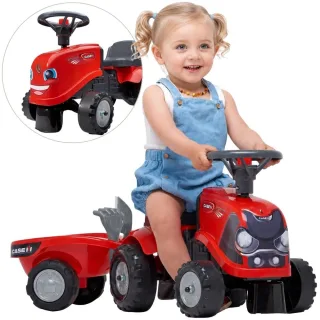 CASE IH bērnu traktors-ride-on ar piekabi, sarkans