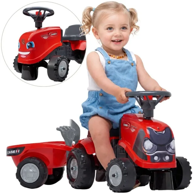 CASE IH bērnu traktors-ride-on ar piekabi, sarkans