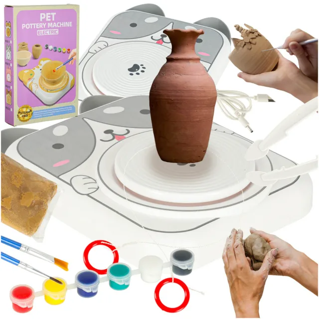 Potter's wheel radošais māla komplekts krāso suni pelēkā krāsā