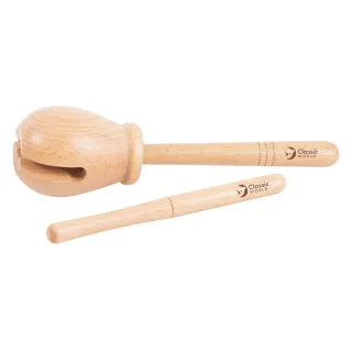 Koka mūzikas instruments Woodblock ritma spēlei, 2 daļas