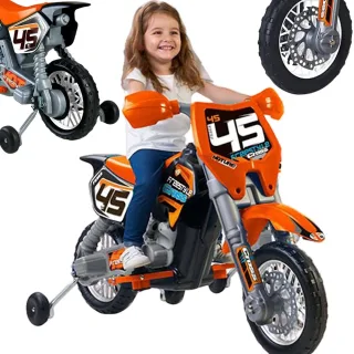 Cross Bike oranžs elektriskais motocikls bērniem, 6 V