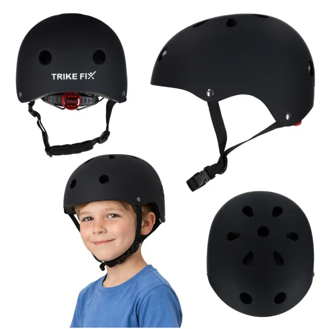 Trike Fix bērnu velosipēdu ķivere regulējama LED S 48-54cm melna