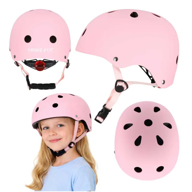 Trike Fix bērnu velosipēdu ķivere regulējama LED S 48-54cm rozā krāsā