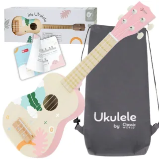 Rozā koka ukulele bērniem