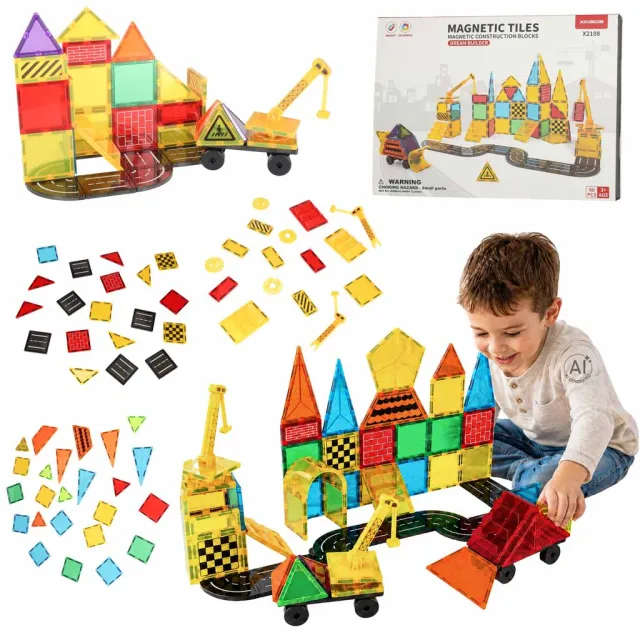 3D magnētiskie konstrukcijas klucīši, 90 elementu komplekts