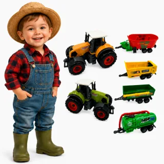Mini Farmer komplekts ar traktoriem un piekabēm