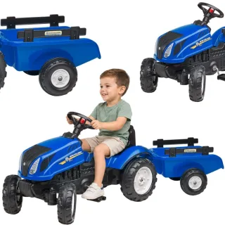 New Holland pedāļu traktors ar piekabi un atveramu motora pārsegu, 2–5 gadi