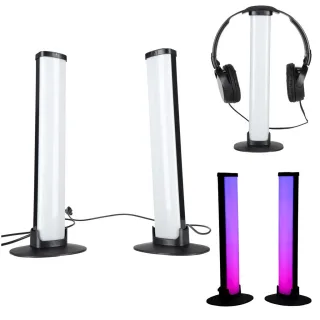 RGB LED spēļu galda lampa ar kolonnām un statņiem, vadāma ar tālvadības pulti, 2 gab. komplekts