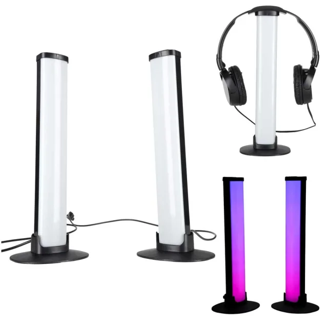 RGB LED spēļu galda lampa ar kolonnām un statņiem, vadāma ar tālvadības pulti, 2 gab. komplekts