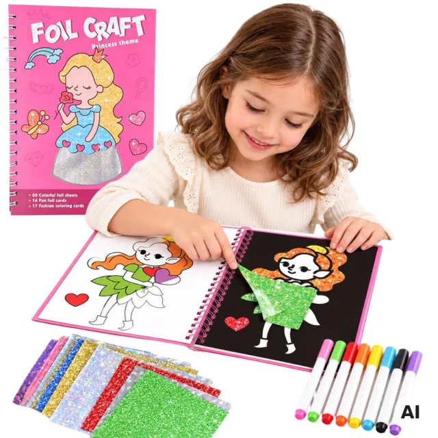 Folijas aplikāciju un krāsošanas komplekts “Princeses”, 121 detaļa