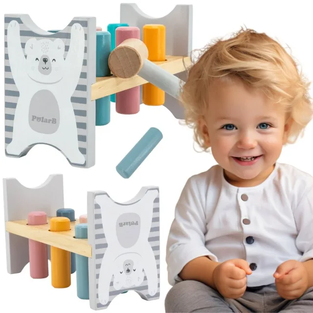 Koka āmura āmurēšanas rotaļlieta ar āmuriņu — Montessori