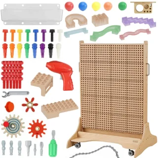 Brīvi stāvoša STEM radošā mācību tāfele 125 x 86 cm ar piederumu komplektu