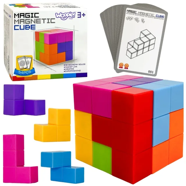3D magnētisko Tetris klucīšu puzle ar kartītēm