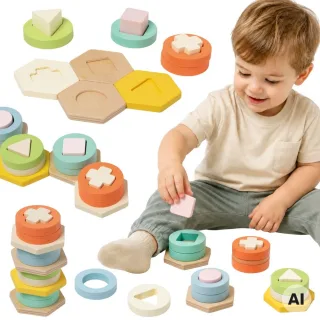 Montessori formu un krāsu šķirošanas puzles tornis