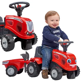Bērnu traktors-ride-on Baby Mac Cormick ar piekabi, sarkans, no 1 gada