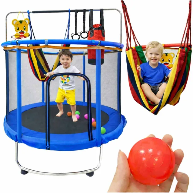 Bērnu batuts dārza bumbu tīkls basketbola 150cm zils
