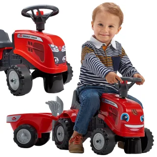 Massey Ferguson traktors-stumjamais ar piekabi, sarkans