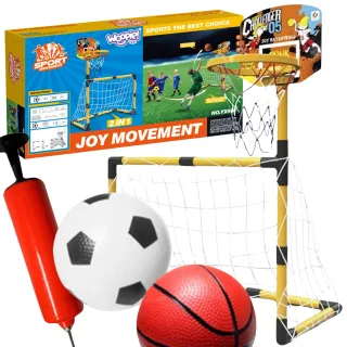 2-in-1 sporta komplekts: futbola vārti un basketbola grozs