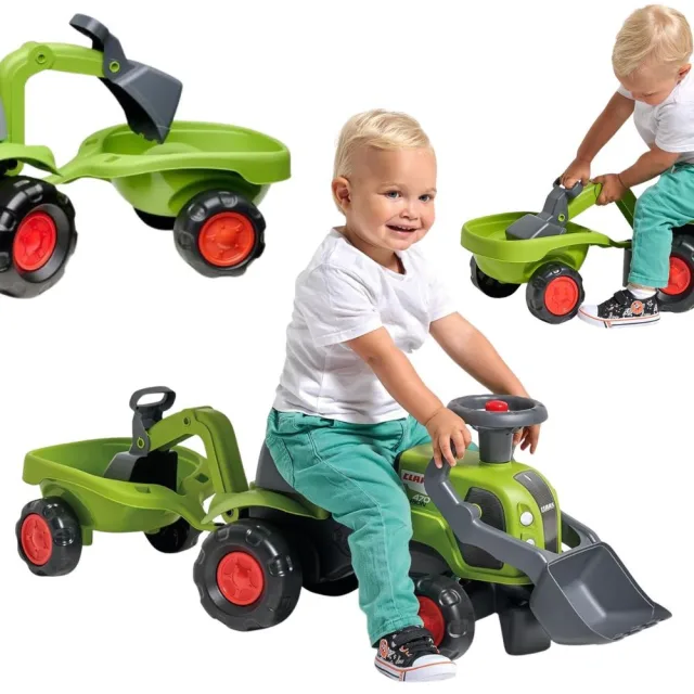 Claas Arion 470 traktors-braucamais ar ekskavatoru un piekabi
