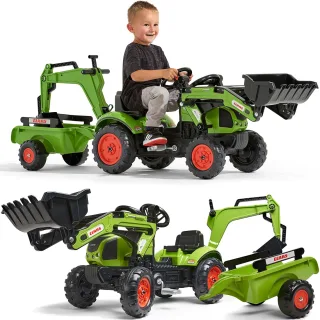 Traktors ar piekabi CLAAS Arion, ekskavatoru, kausu un iekrāvēju, no 2 gadiem