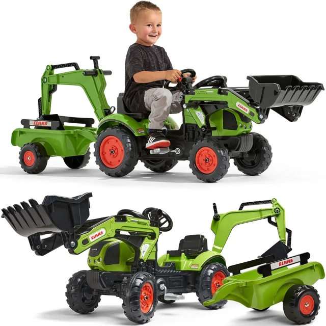 Traktors ar piekabi CLAAS Arion, ekskavatoru, kausu un iekrāvēju, no 2 gadiem