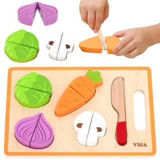 Montessori koka puzle “Dārzeņi griešanai”
