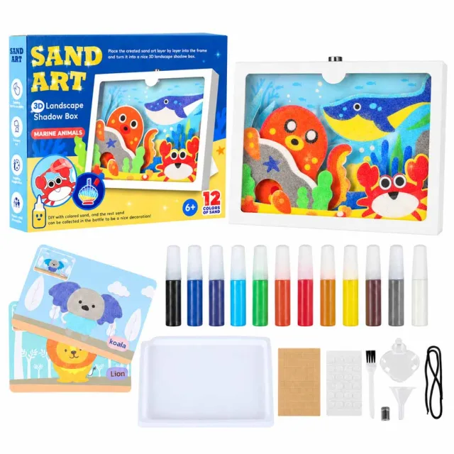 Smilšu krāsošanas komplekts – 3D smilšu gleznas, jūras dzīvnieku komplekts