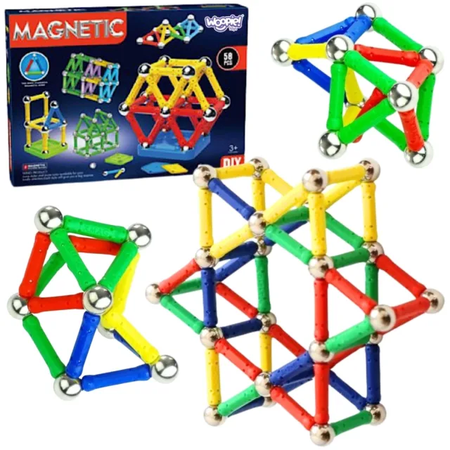 Magnētiskie konstruktoru klucīši 3D, 58 gab.