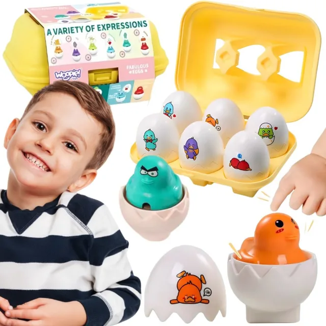 Montessori formas šķirošanas puzle ar jautrajām cālītēm un olām, 6 gab.