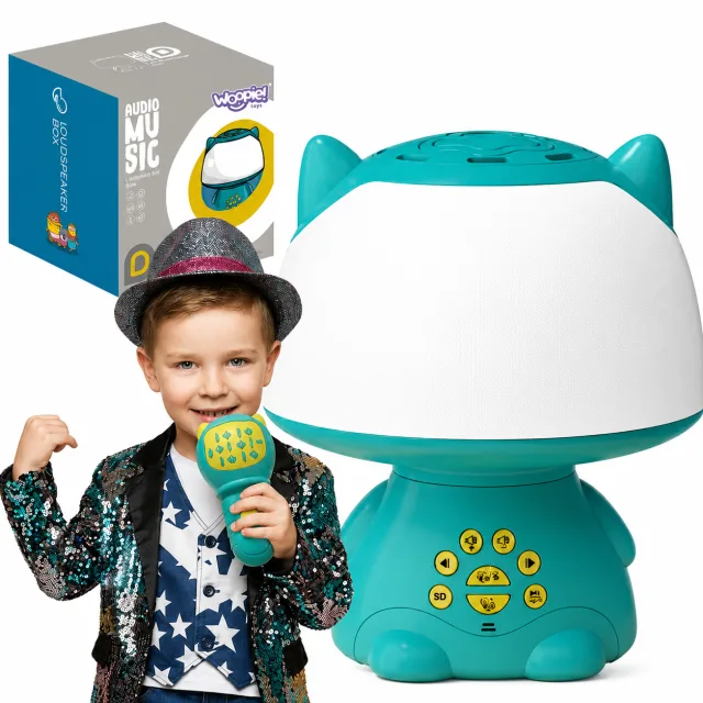 Kaķa formas RGB skaļrunis ar karaoke un mikrofonu