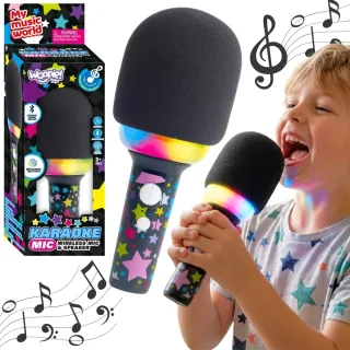 Bezvadu karaoke mikrofons ar skaļruni, melns, Bluetooth