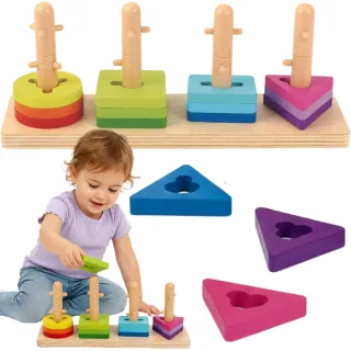 Formu šķirotājs ar krāsainiem Montessori klucīšiem