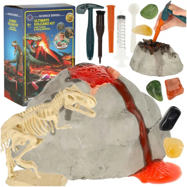 Vulkāna izvirdums 2in1 eksperiments + dinozaurs