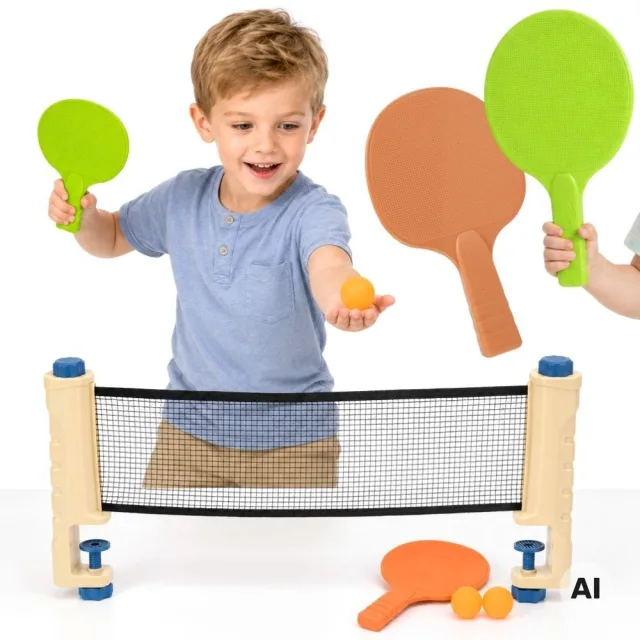 Galda tenisa komplekts ar tīklu, 6 detaļas