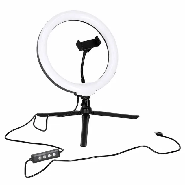 RGB LED gredzenveida selfiju lampa uz statīva