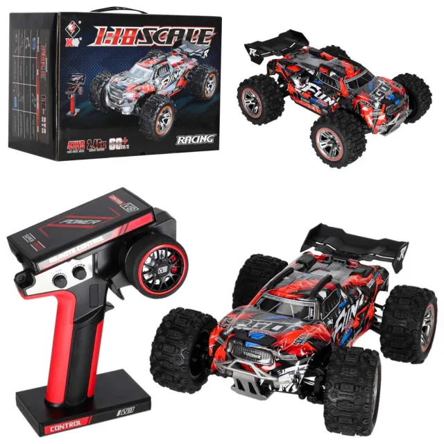 WLToys 184008 RC automašīna 1:18 4WD bezsuku LED RTR 60 km/h