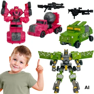 Transformējamo robotu kaujas automašīnu komplekts 4 vienā
