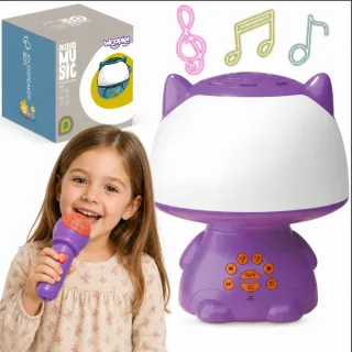 Daudzfunkcionāla RGB lampa un Bluetooth skaļrunis ar karaoke, balss modulatoru, microSD un AUX, violets