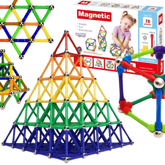 Magnētisko konstruktoru komplekts — 70 detaļas