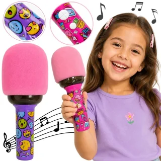 Bezvadu karaoke mikrofons ar Bluetooth skaļruni un LED apgaismojumu, rozā