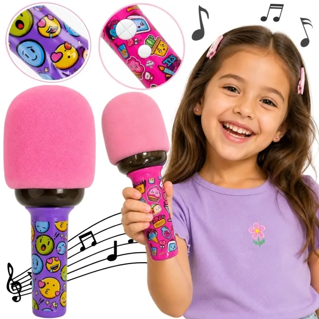 Bezvadu karaoke mikrofons ar Bluetooth skaļruni un LED apgaismojumu, rozā