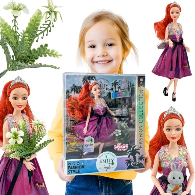 Emi Style Fashion lelle 32 cm — stilīga princese rozā kleitā ar aksesuāriem